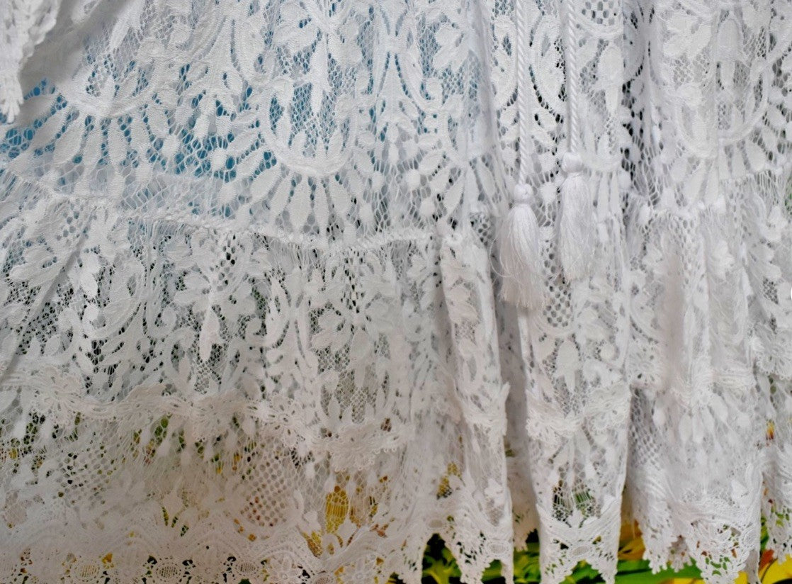 ANTICA SARTORIA 2024 WHITE LOVELY TIE FRONT LACE DRESS NWT O/S