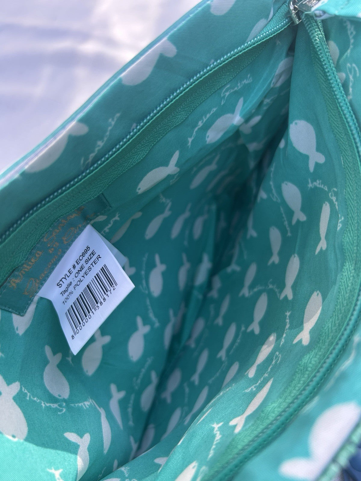Antica Sartoria 2024 Aqua White Capri Clutch Bag Nwt