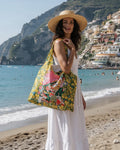 Antica Sartoria 2026 Beach Positano Pink & Lemon Polyester Hobo Bag Nwt