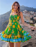 Antica Sartoria 2026 Gorgeous Green And Lemon Smocked Top Dress Nwt O/S