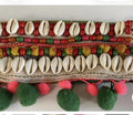 ANTICA SARTORIA MULTI COLORED BELT WITH SHELLS & POMPOMS NWT