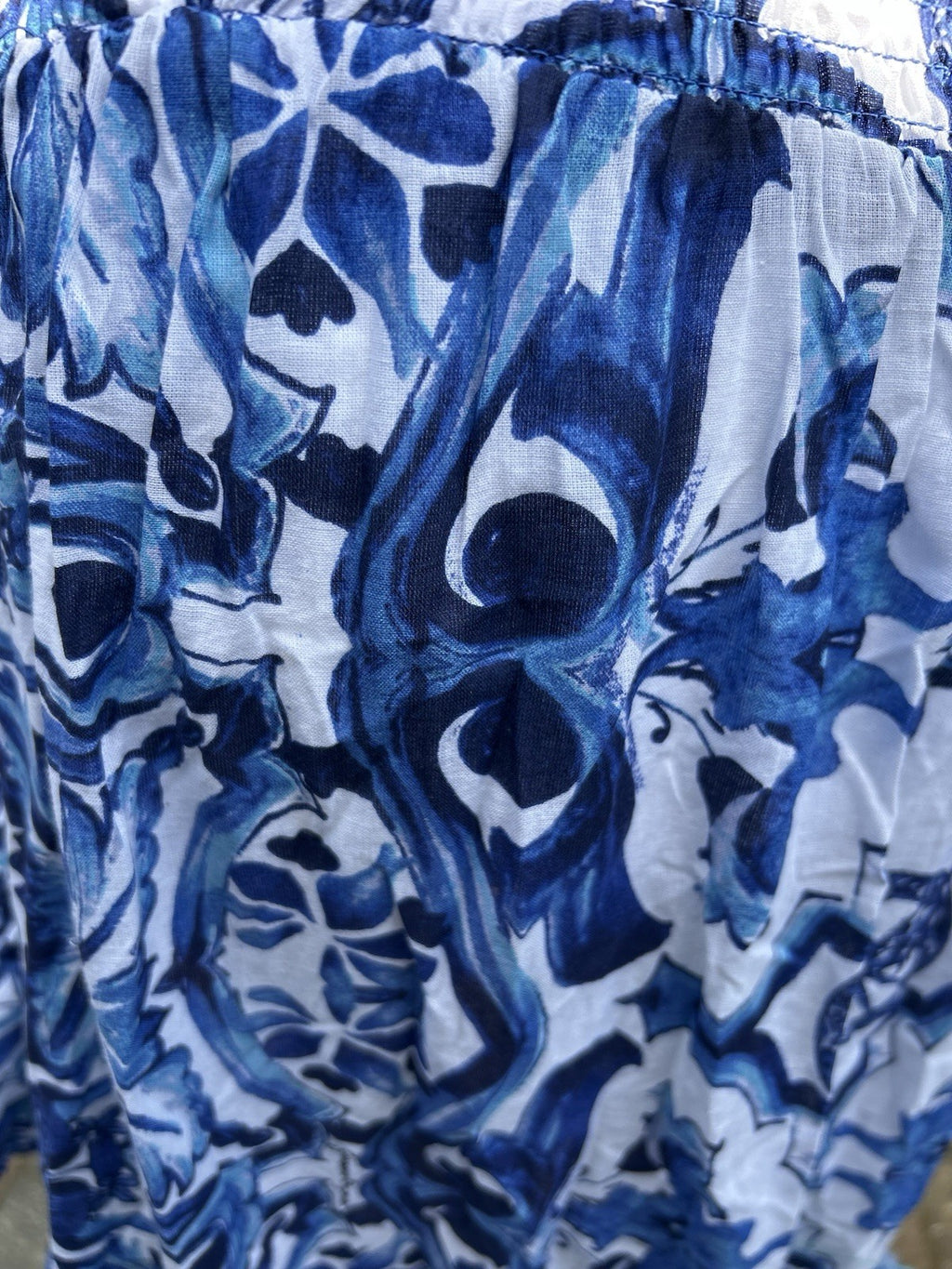 Antica Sartoria BLUE & WHITE Long Back Short Front Kaleidoscope Pattern NWT O/S