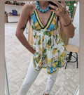 antica sartoria 2025 Green & Lemon Short Dress Top NWT O/S