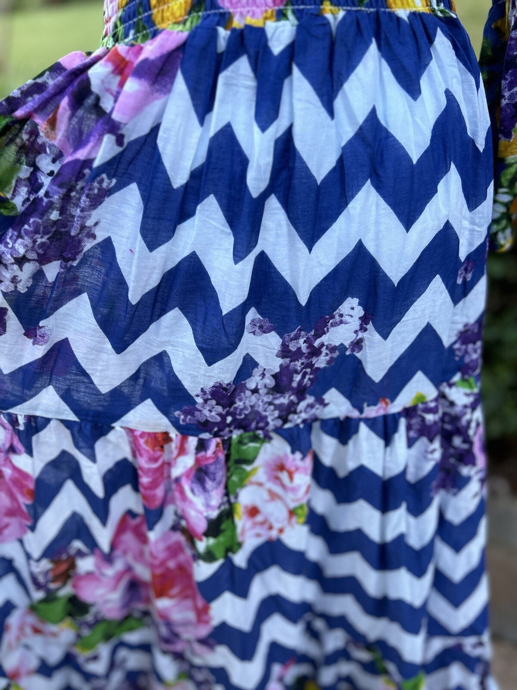 Antica Sartoria Long Chevron Cobalt Blue And Lemon Sequin Dress NWT O/S