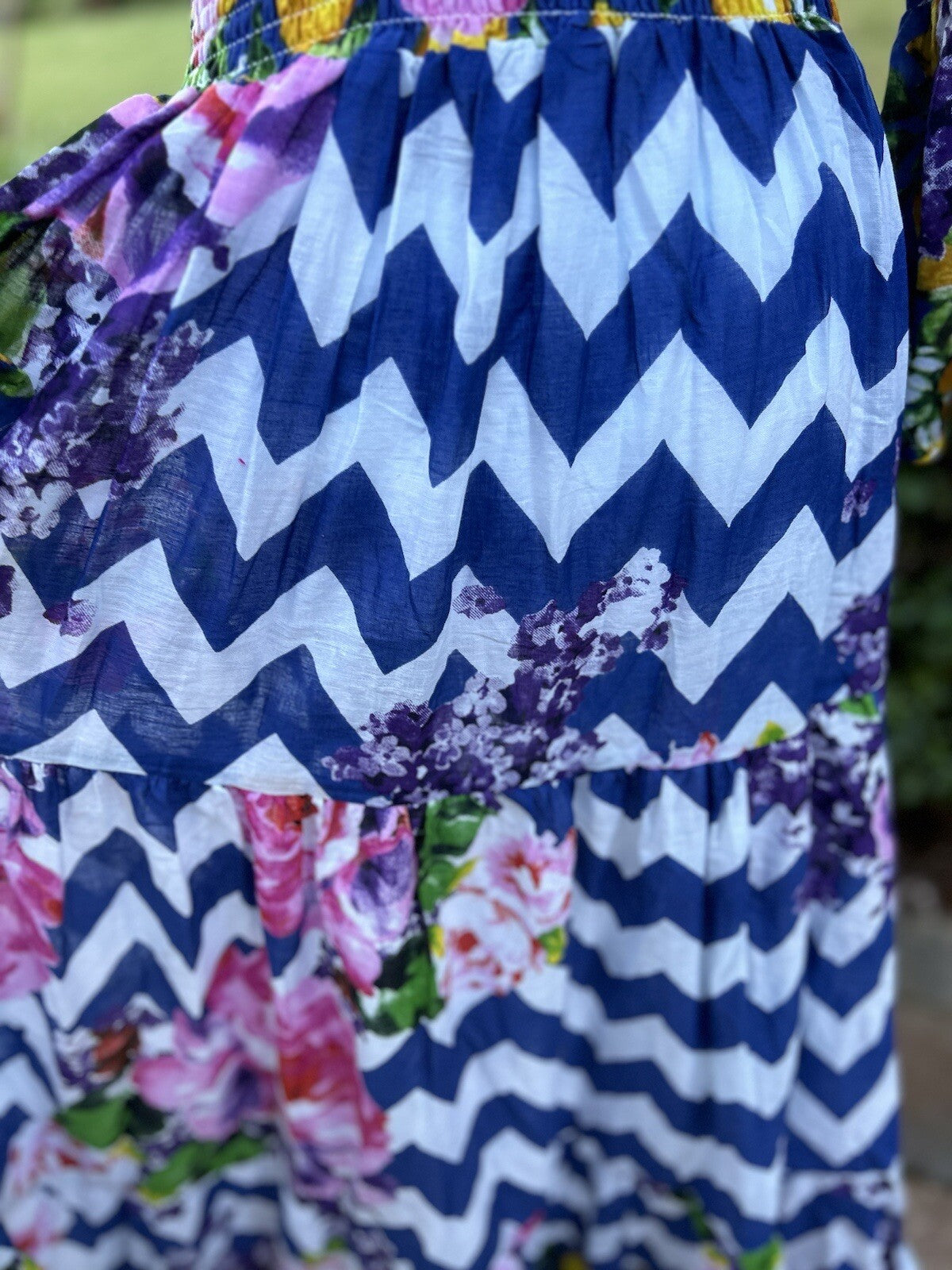 Antica Sartoria Long Chevron Cobalt Blue And Lemon Sequin Dress NWT O/S