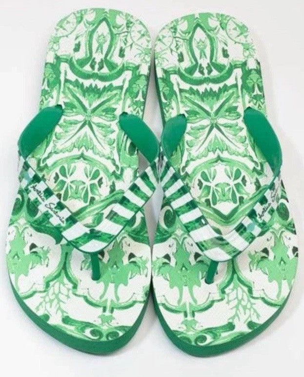 Antica Sartoria 2025 Flip Flops Green & White 36-37 NWT