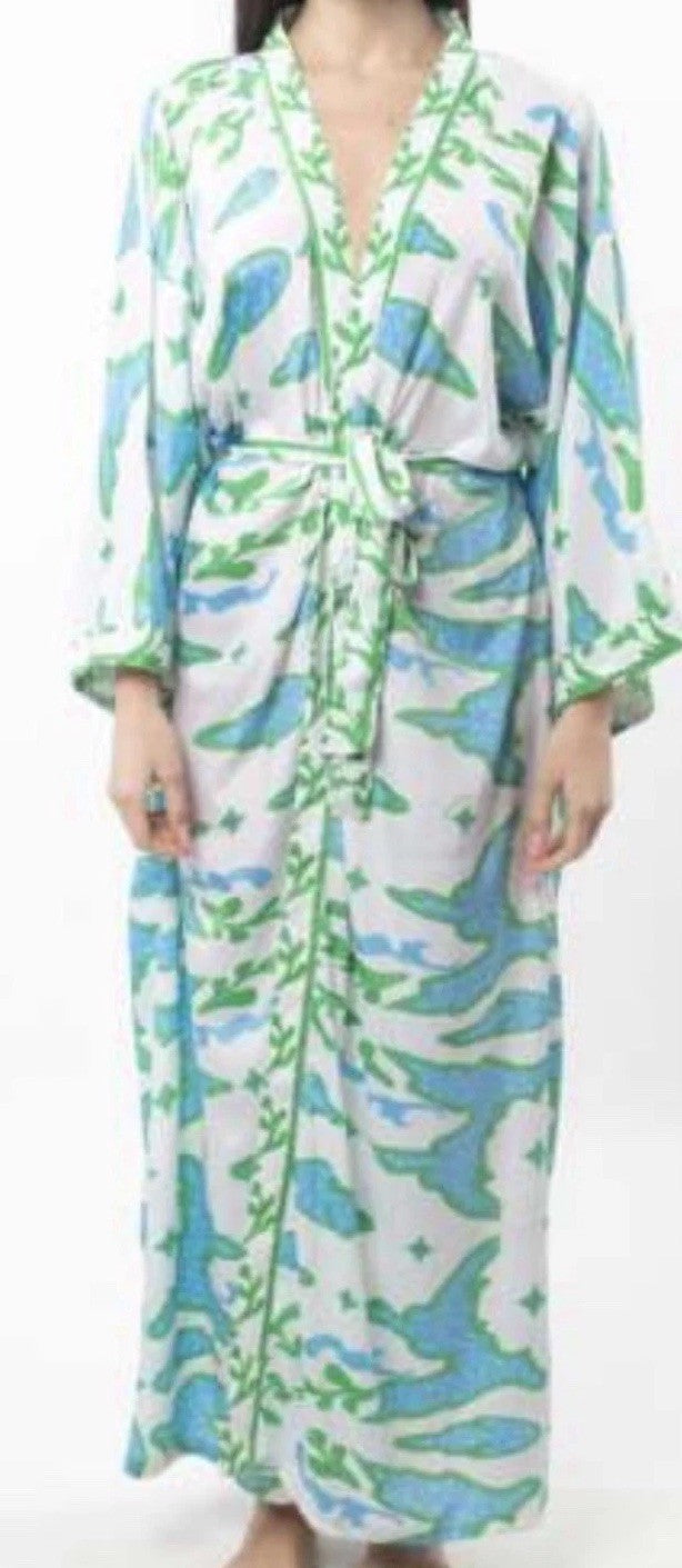 Antica Sartoria 2025 Blue Green White Kimono NWT O/S