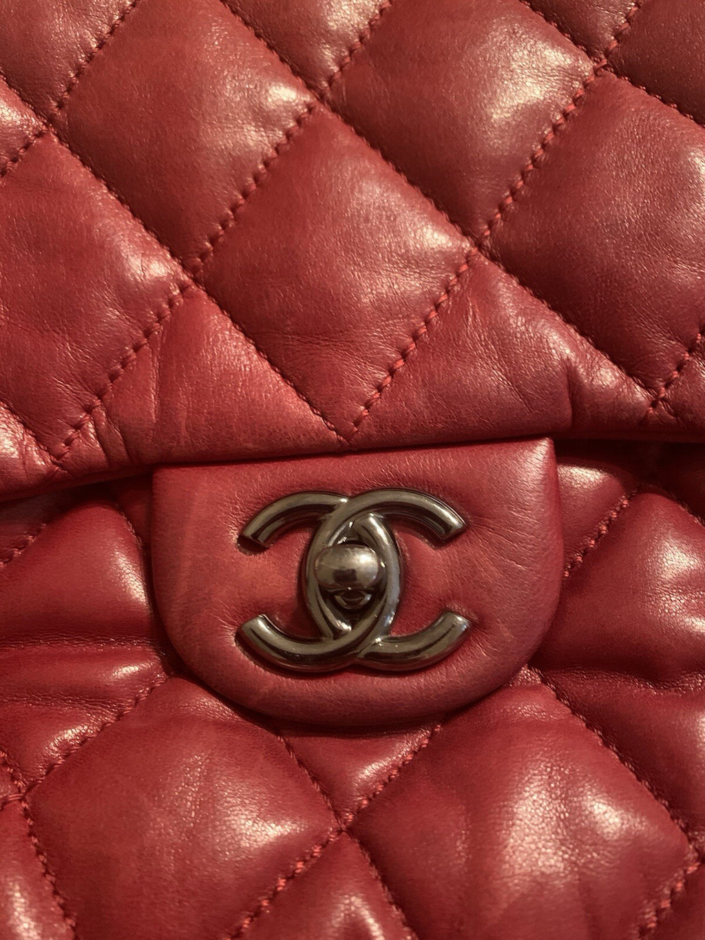 CHANEL ACCORDION FLAP BAG Burgundy In Quilted Leather