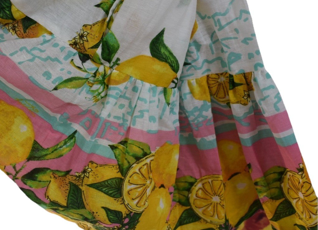 ANTICA SARTORIA 2026 LEMONS PINK & WHITE BELTED DRESS OS NWT