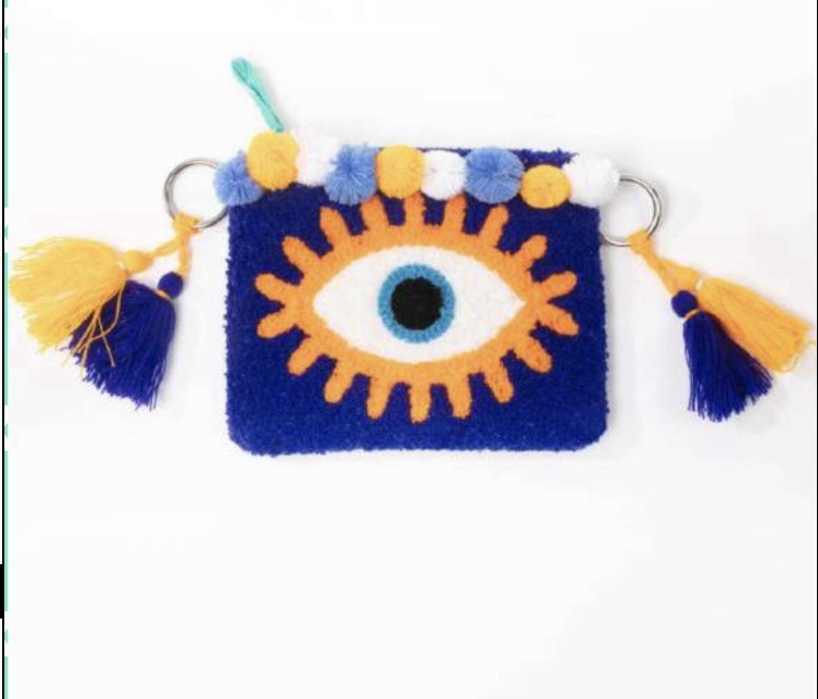 Antica Sartoria 2025 Purple Terry & POMPOM Eye Mini Clutch Nwt