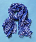 ANTICA SARTORIA 2025 WHITE & BLUE POLY CHIFFON SCARF O/S