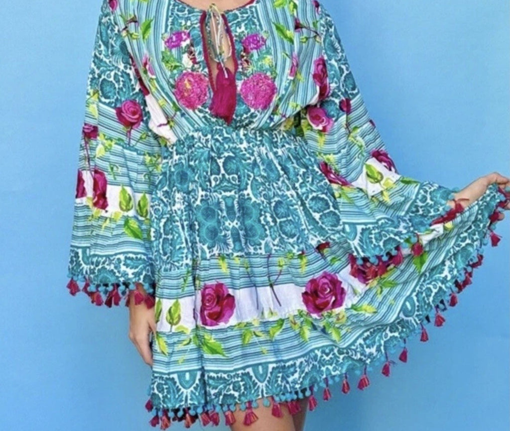 Antica Sartoria 2024 Scenes Of Napoli Beaded Waist Dress Nwt O/S