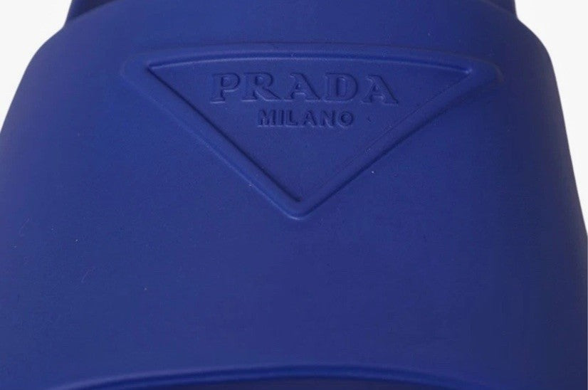 PRADA Women's EVA Rubber Triangle Logo 20mm SLIDE SANDALS NIB Size 39