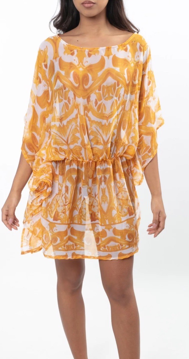 Antica Sartoria 2025 Gorgeous Top/poncho/cover Up Yellow & White NWT O/S