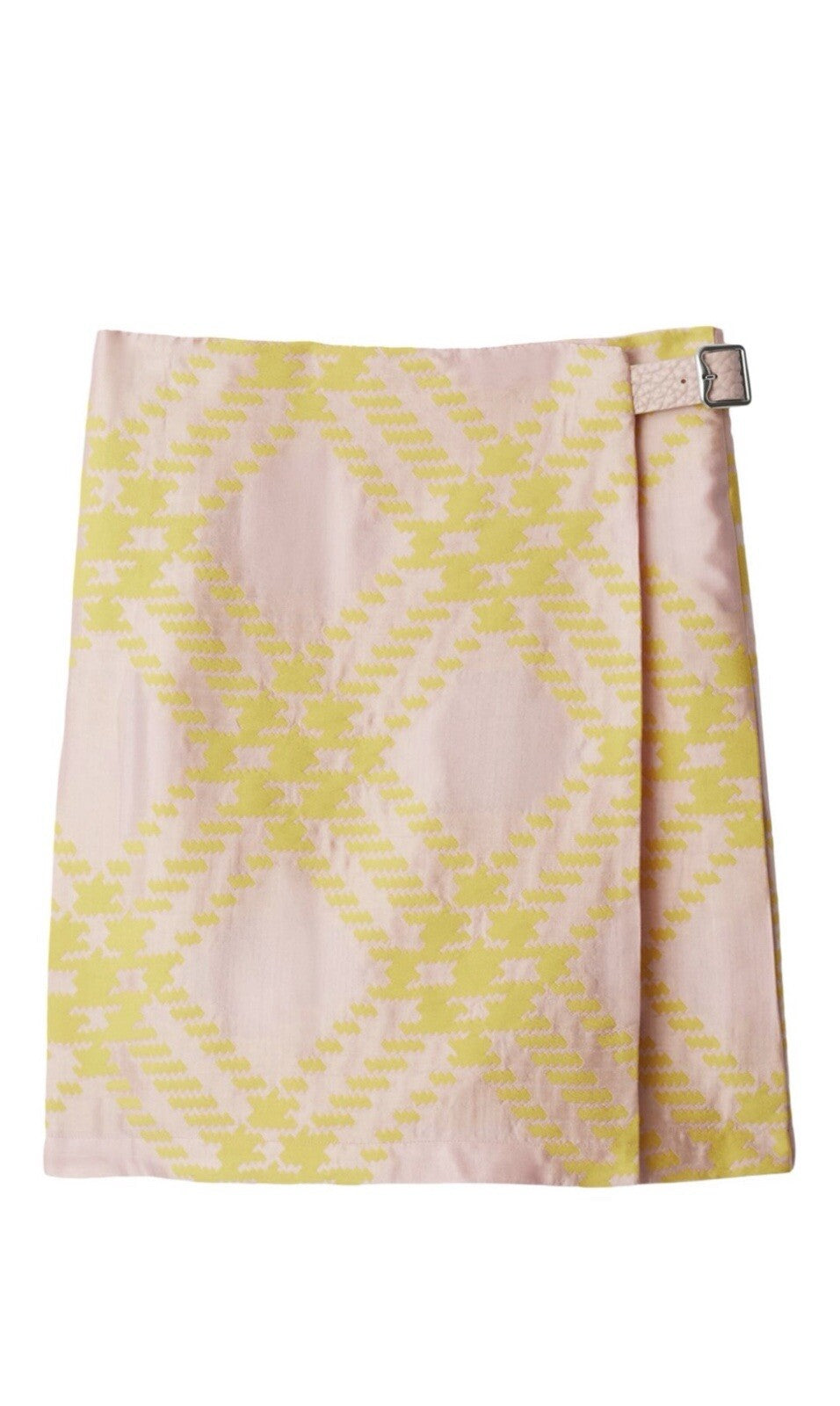 Burberry Check Pleated Kilt Silk Beautiful Pink Yellow Size 6