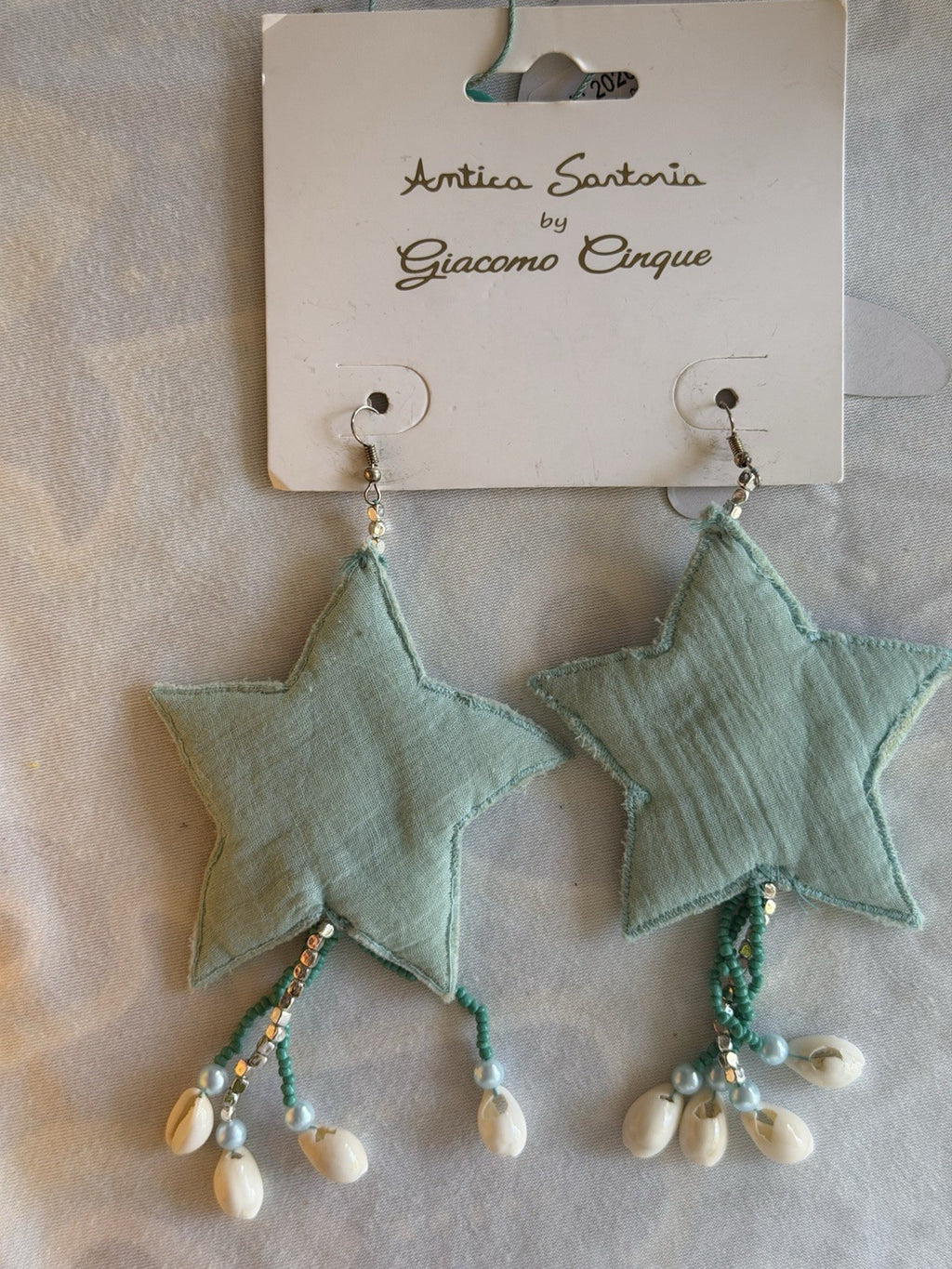 Antica Sartoria Aqua Blue Star And Shells Earrings Nwt