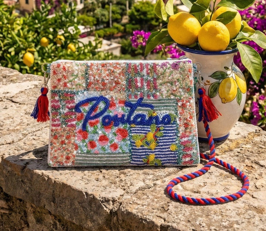 Antica Sartoria 2026 Positano Beaded Patchwork Clutch Bag Gorgeous Nwt