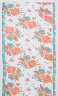 ANTICA SARTORIA 2025 PINK & BLUE FLOWERS WHITE BACKGROUND POLY CHIFFON SCARF