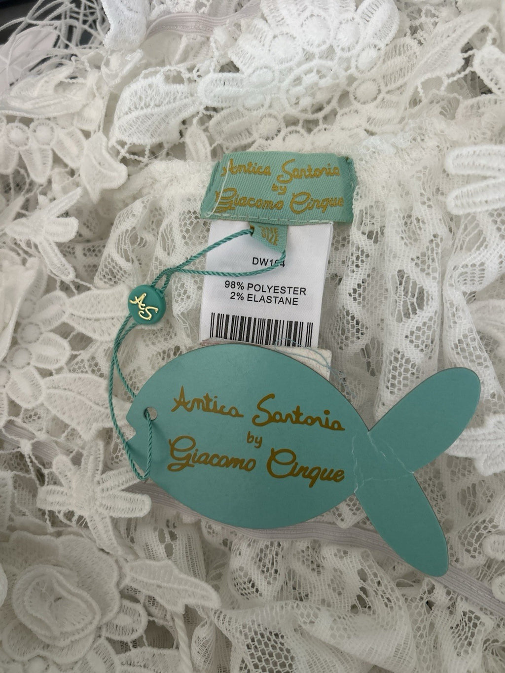 Antica Sartoria White Lace Embossed Flowers Dress BEAUTIFUL NWT O/S