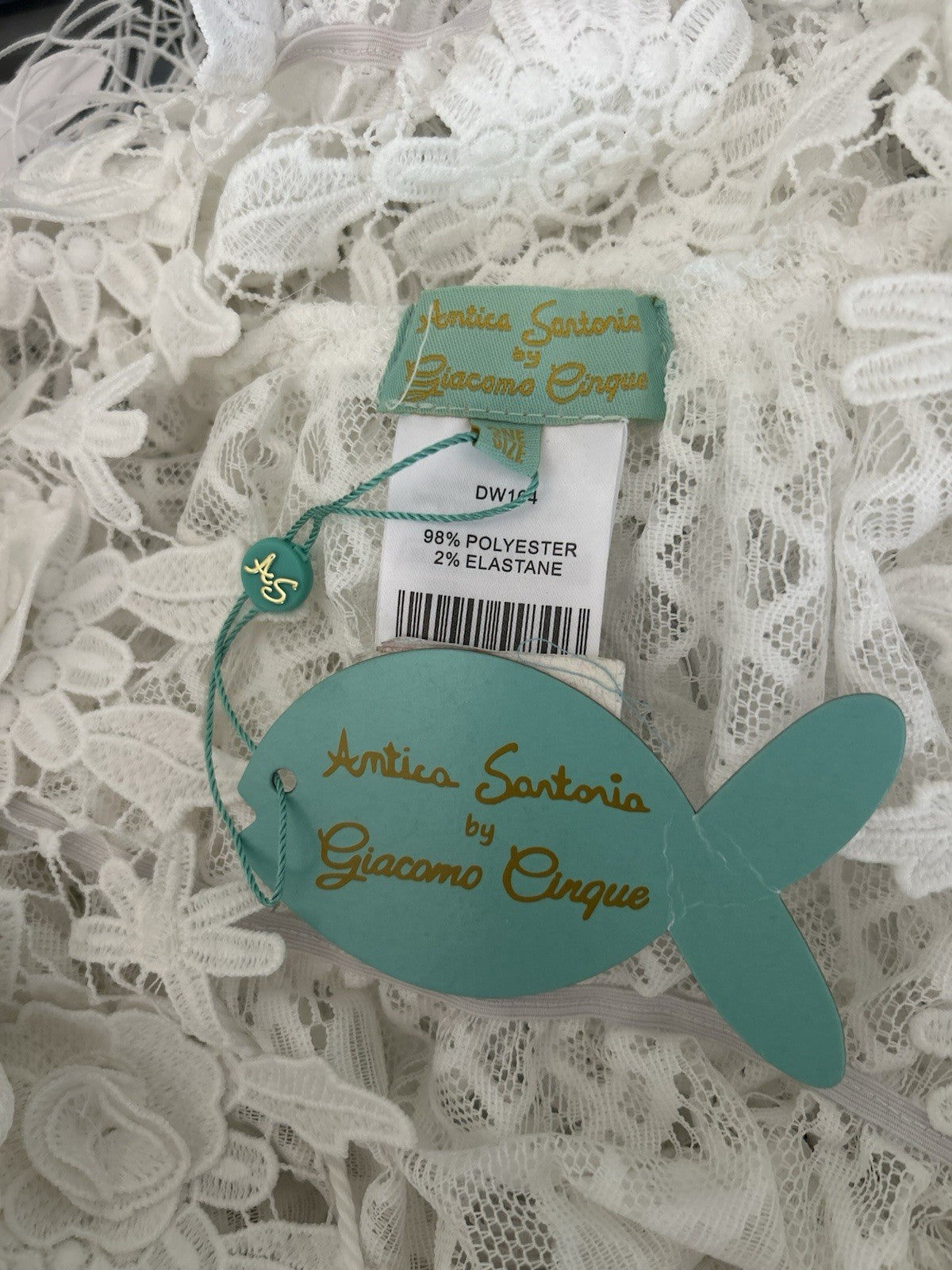 Antica Sartoria White Lace Embossed Flowers Dress BEAUTIFUL NWT O/S