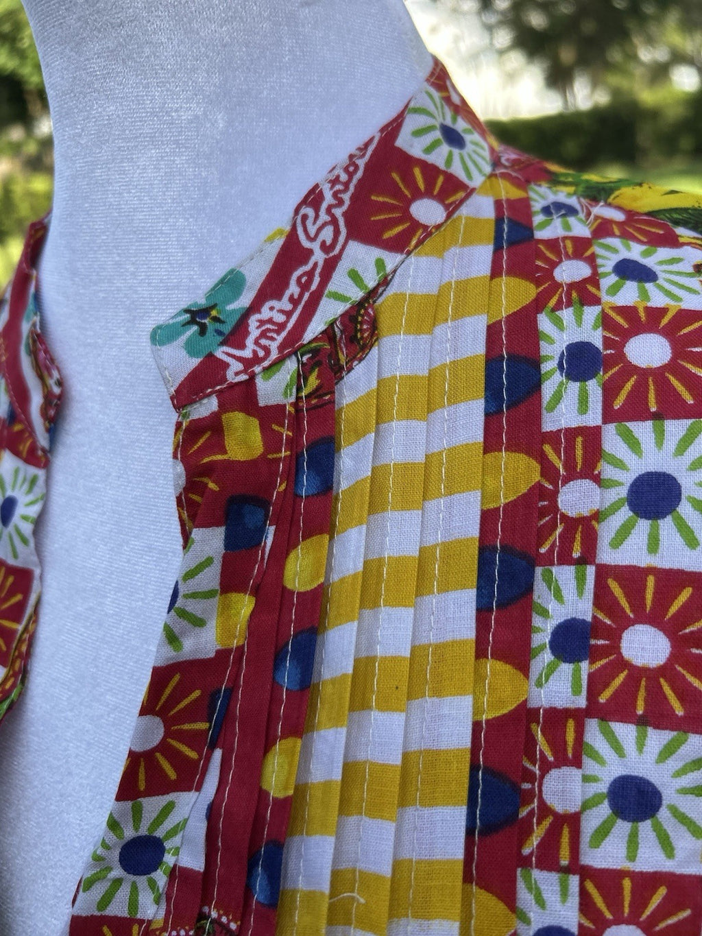 Antica Sartoria Red Blue Yellow Stripes Button Down Shirt Dress NWT XL