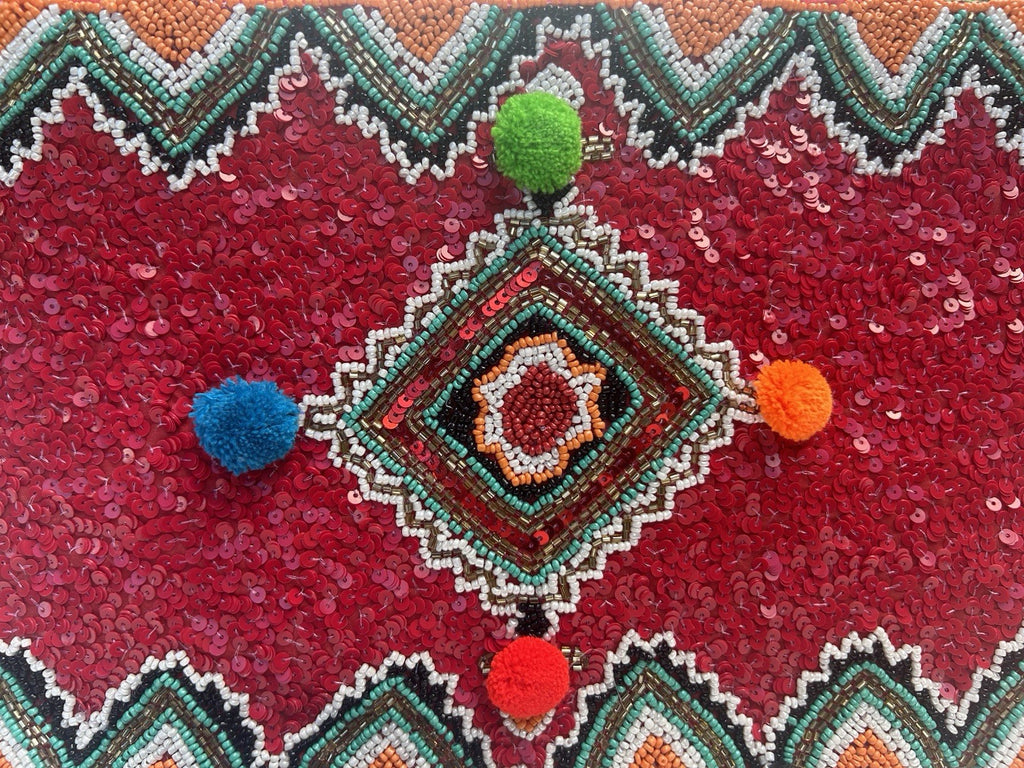 Antica Sartoria Red Orange Green Sequins Clutch Bag Gorgeous Nwt
