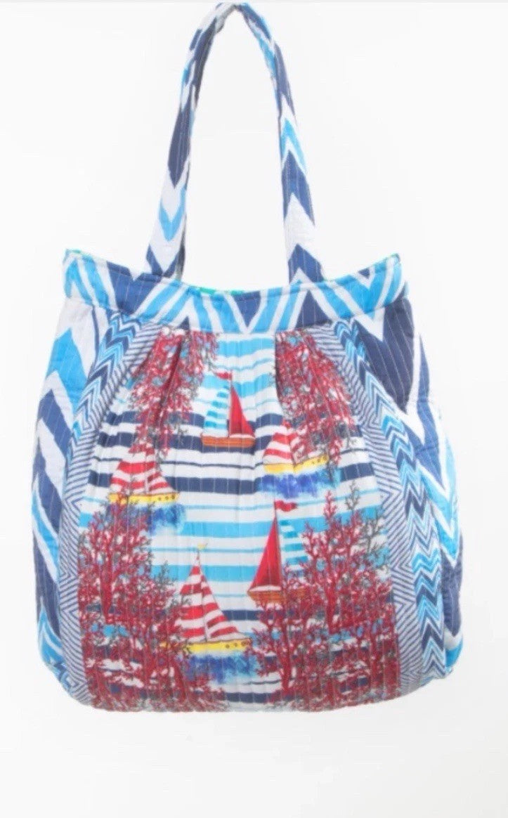 Antica Sartoria 2025 Corals & Boats Tote Bag Beach Shoulder Bag NWT