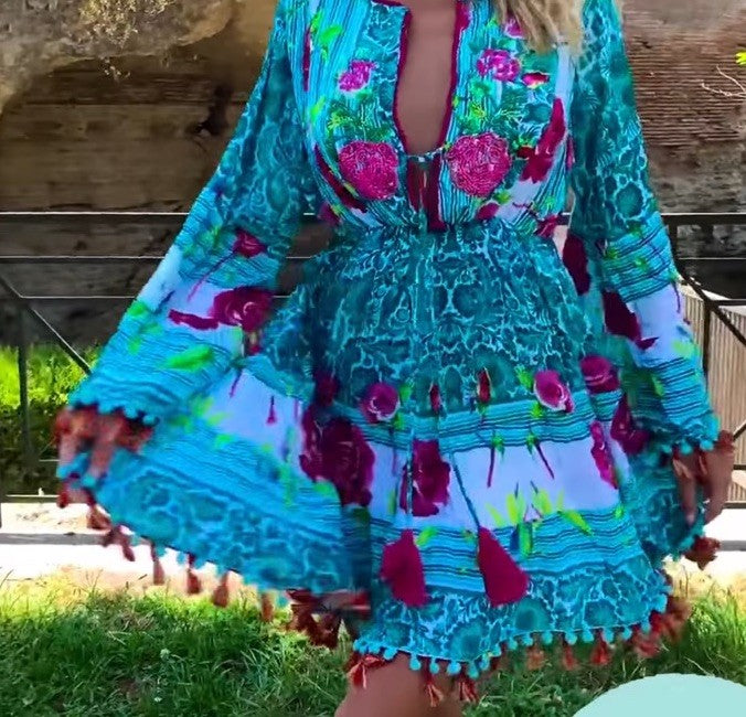 Antica Sartoria 2024 Scenes Of Napoli Beaded Waist Dress Nwt O/S