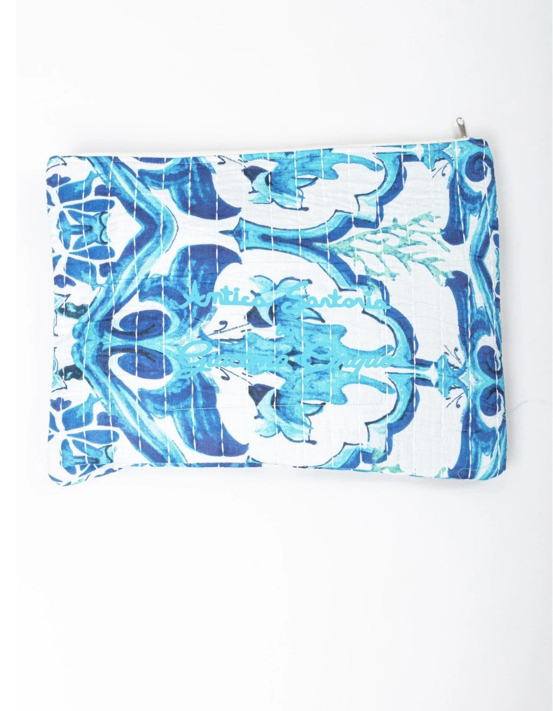 Antica Sartoria 2025 Blue & White Zipper Clutch Laptop Bag NWT