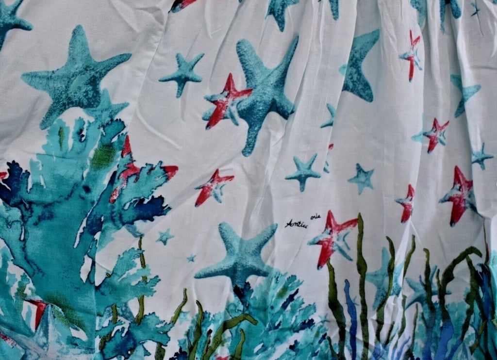 ANTICA SARTORIA 2024 BLUE & WHITE STARFISH & CORAL SHORT DRESS NWT S/M