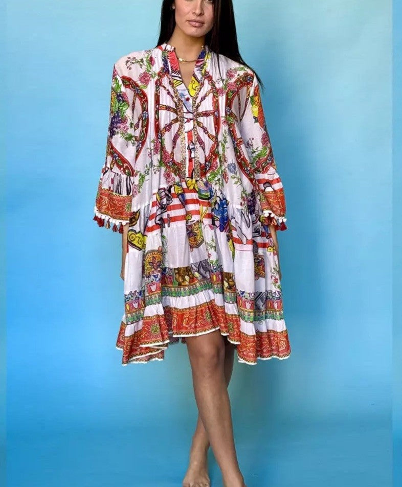 Antica Sartoria 2024 Scillian Wheel & Knights White Red Dress Beautiful NWT O/S