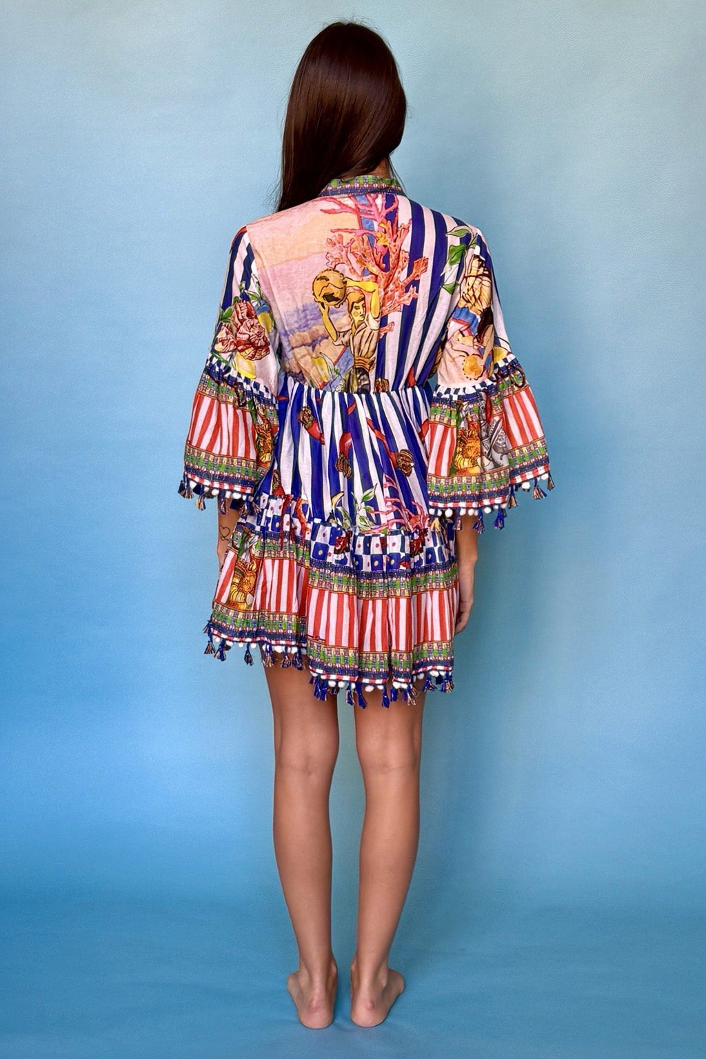 ANTICA SARTORIA 2024 BLUE RED WHITE IT'S THE KNIGHTS SHORT DRESS NWT OS