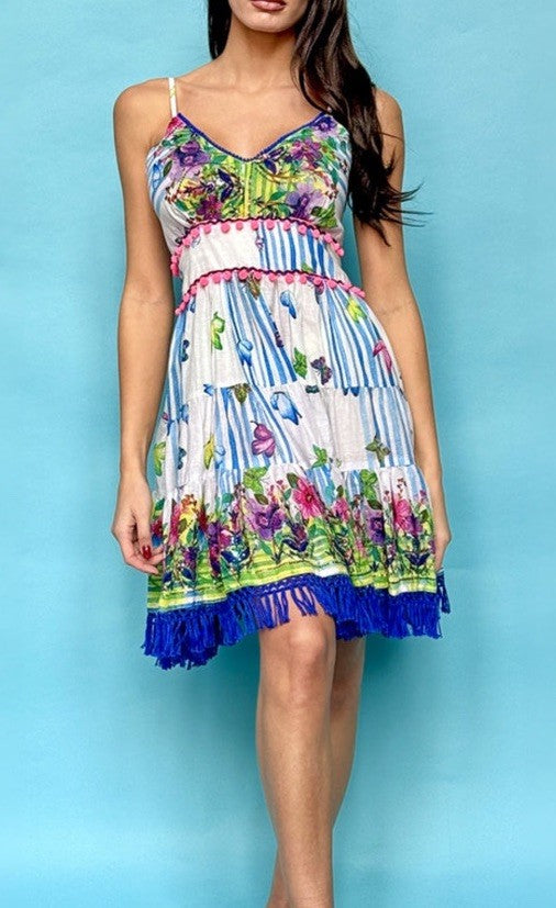 Antica Sartoria 2024 Butterflies And Flowers V Neck Halter Beaded Dress NWT O/S