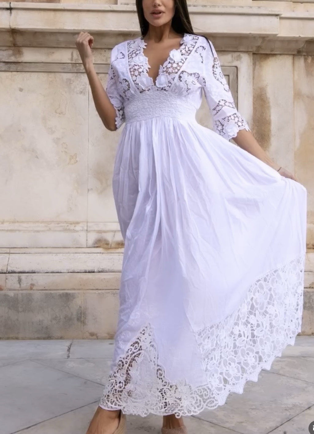 Antica Sartoria 2024 White Gorgeous Long Embroidered Dress Flowers NWT O/S