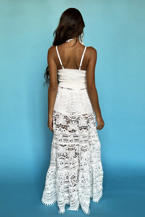 Antica Sartoria 2024 White Crochet Knitted Long Dress Gorgeous NWT O/S