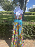 Antica Sartoria Long Knitted & Beads V Neck Dress Blue Lemon Gorgeous NWT O/S