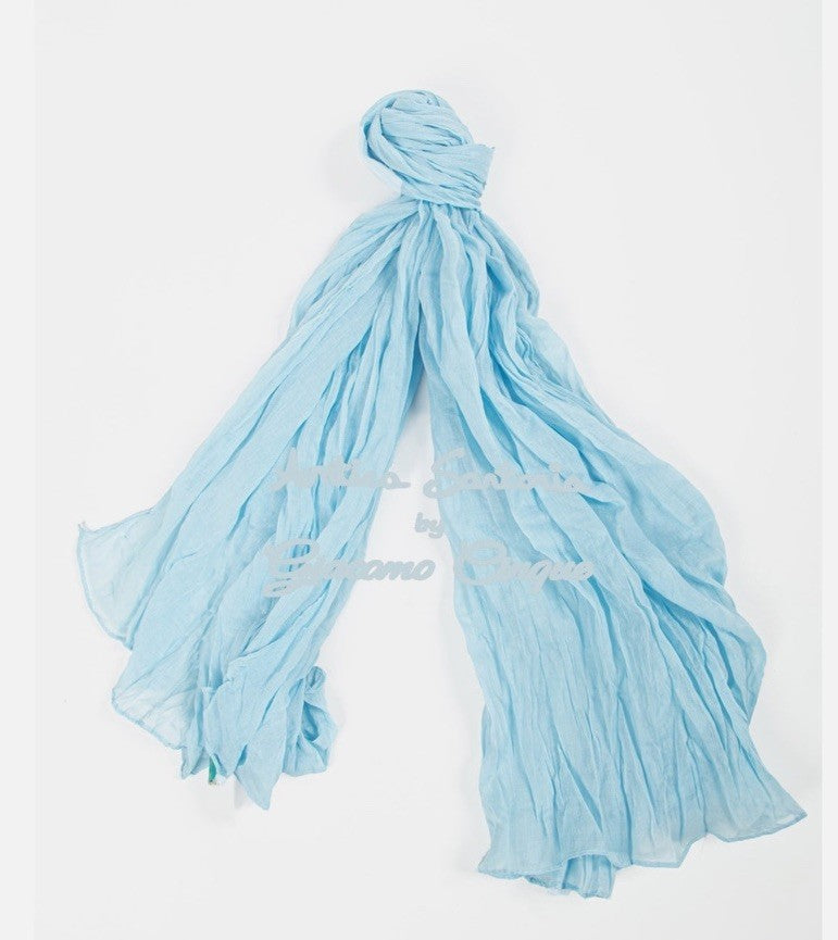 ANTICA SARTORIA 2025 LIGHT BLUE COTTON SCARF  40x70