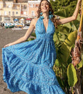 Antica Sartoria 2026 Blue & White Paisley Halter Dress Nwt O/S Gorgeous