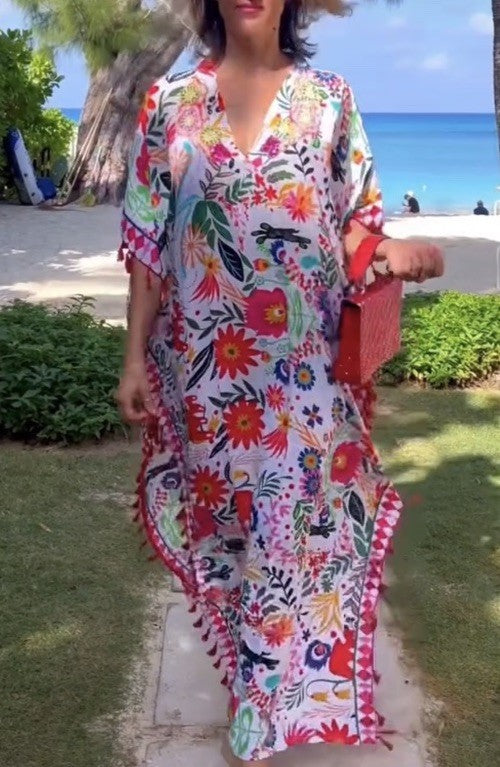ANTICA SARTORIA 2024 FLOWERS FLOWERS LONG PONCHO/MUMU/KAFTAN NWT OS TO XXL