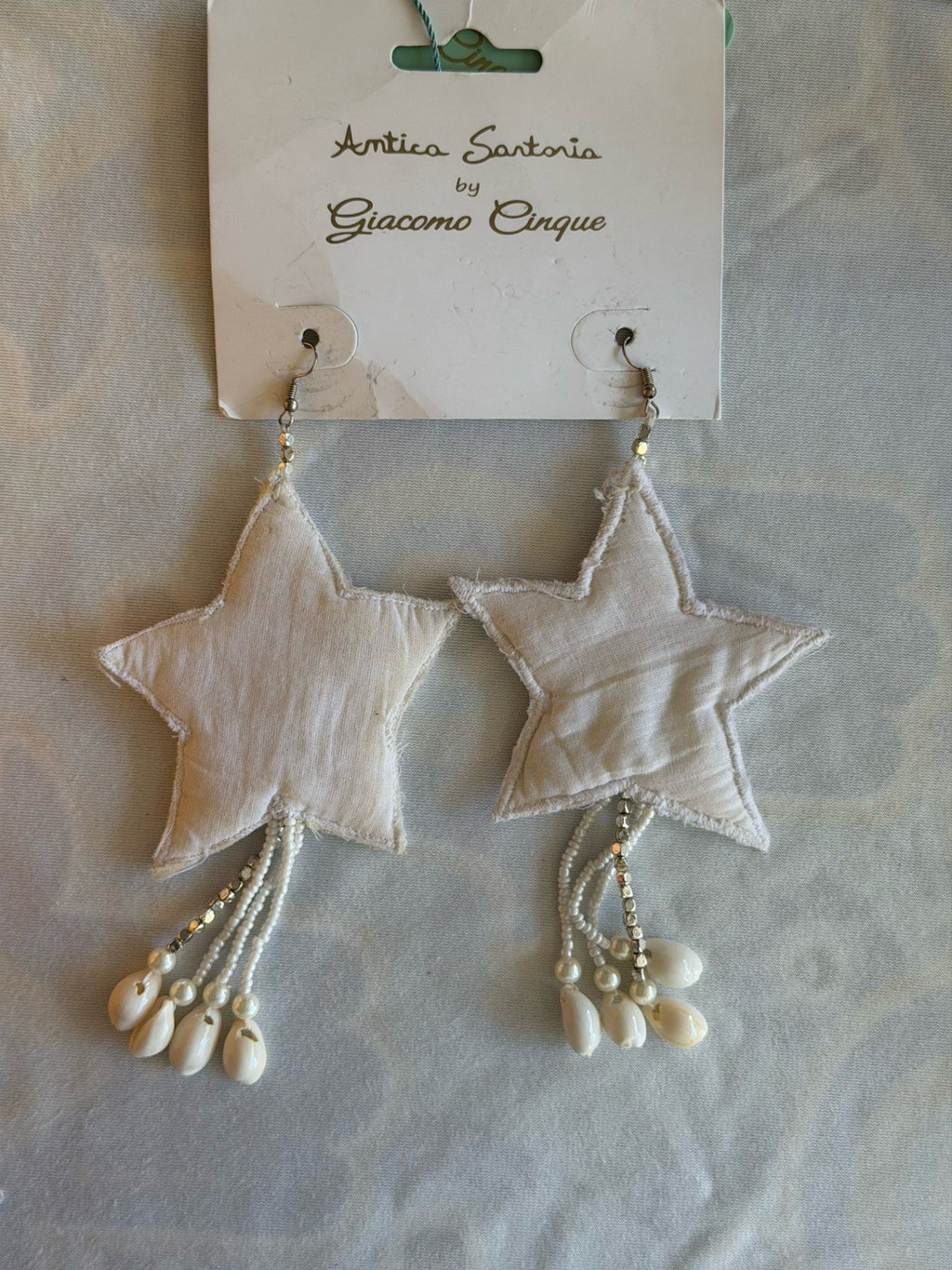 Antica Sartoria White Star With Beads Strand Earrings Nwt
