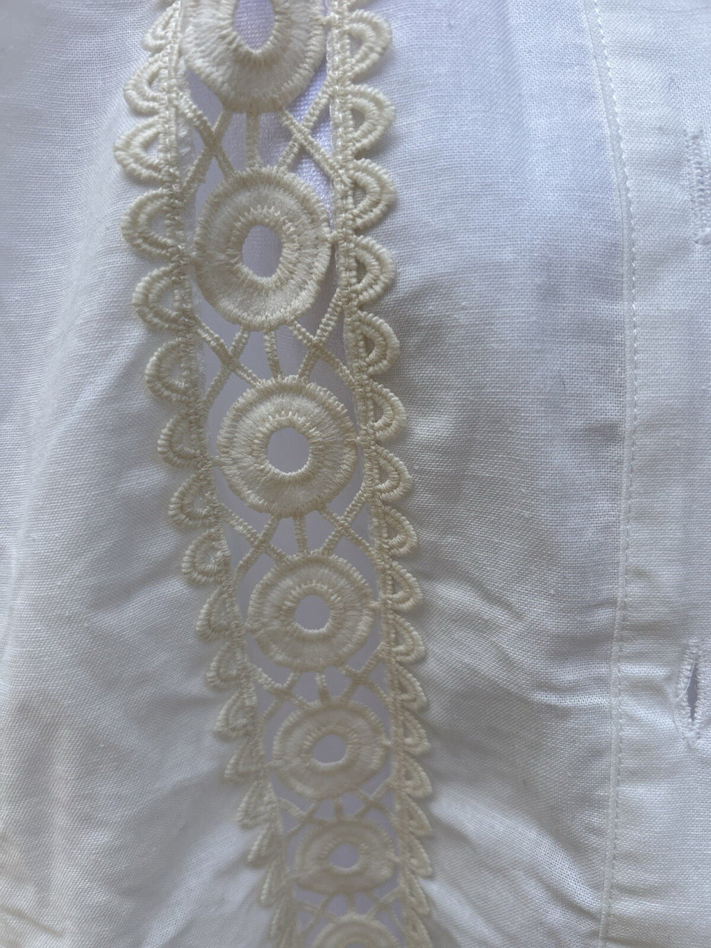 Lara Cutout Lace Blouse Beautiful 100% Cotton Button Boho L / XL