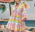 Antica Sartoria 2024 Fun In The Sun Yellow Green V Neck Dress NWT O/S