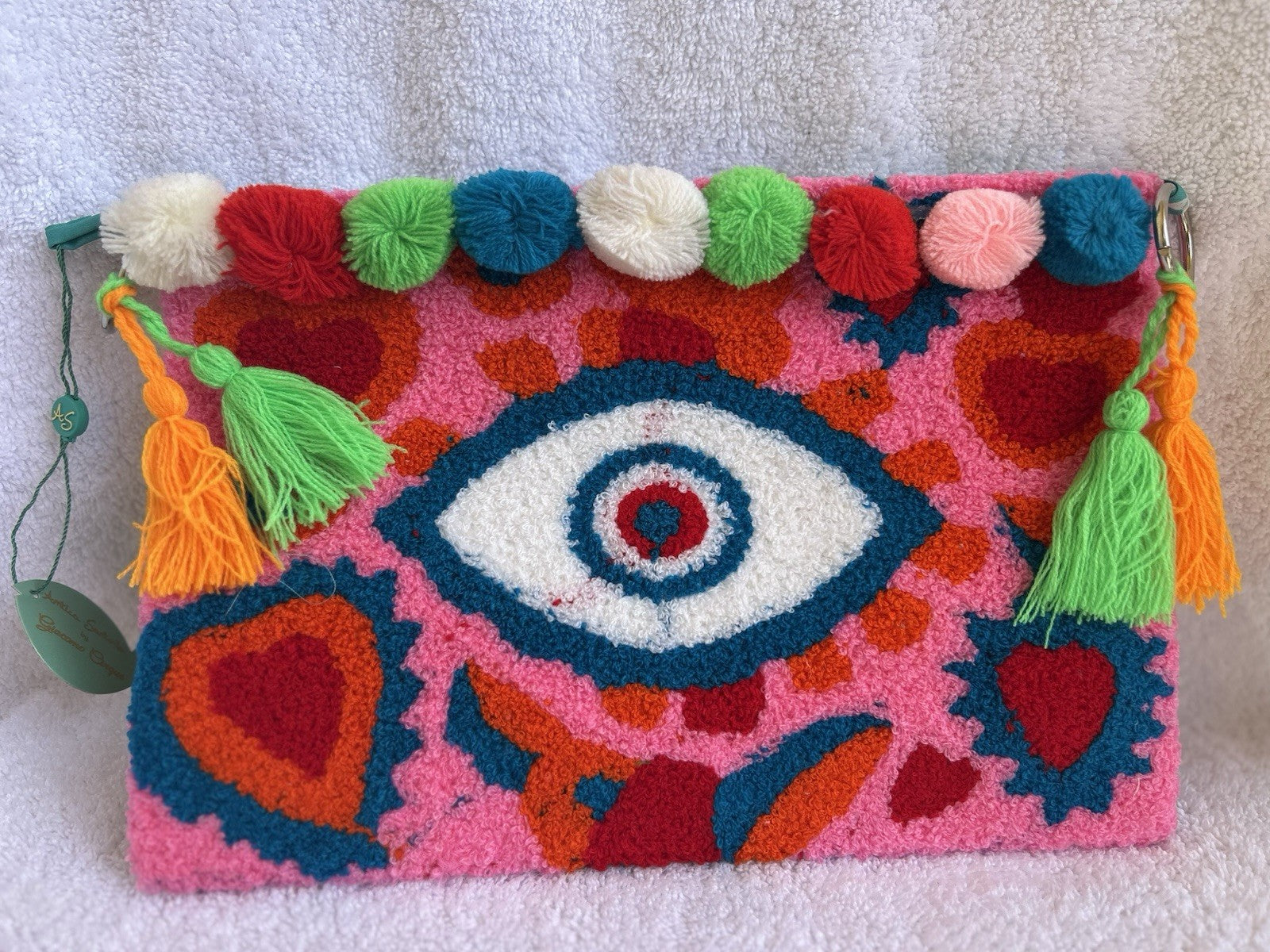 ANTICA SARTORIA 2025 EYE CLUTCH BAG  PINK HEARTS NWT