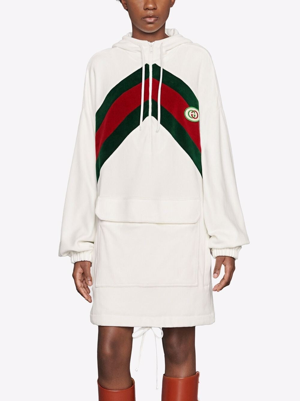 Gucci Cotton dress / Top with chenille Web Drawstring Hoodie New Size 40 Sale