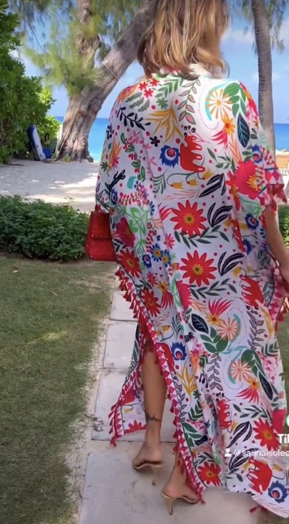 ANTICA SARTORIA 2024 FLOWERS FLOWERS LONG PONCHO/MUMU/KAFTAN NWT OS TO XXL