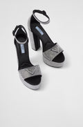 Prada Satin platform sandals with crystals Size 38.5 New 100% Authentic