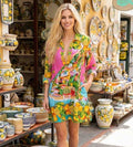Antica Sartoria 2026 Positano Amalfi Coast Pink Lemon Dress Nwt X LARGE