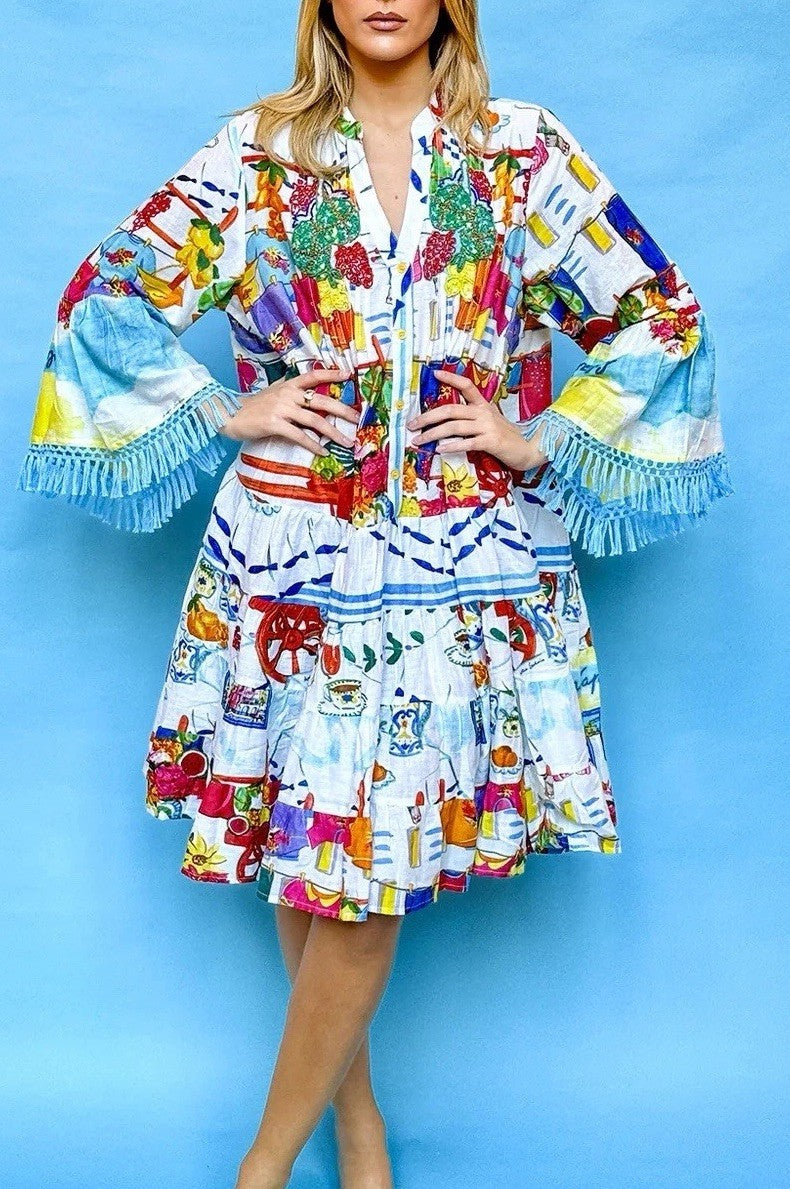 Antica Sartoria Scenes Of Napoli Dress NWT O/S Beautiful