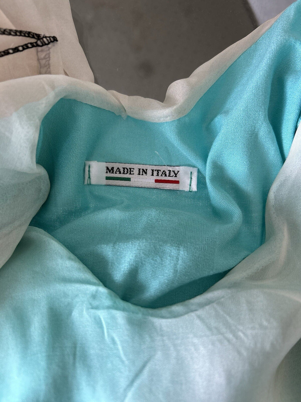 Made In Italy Silk Dress Kaftan Aqua, Nude Gold One Size