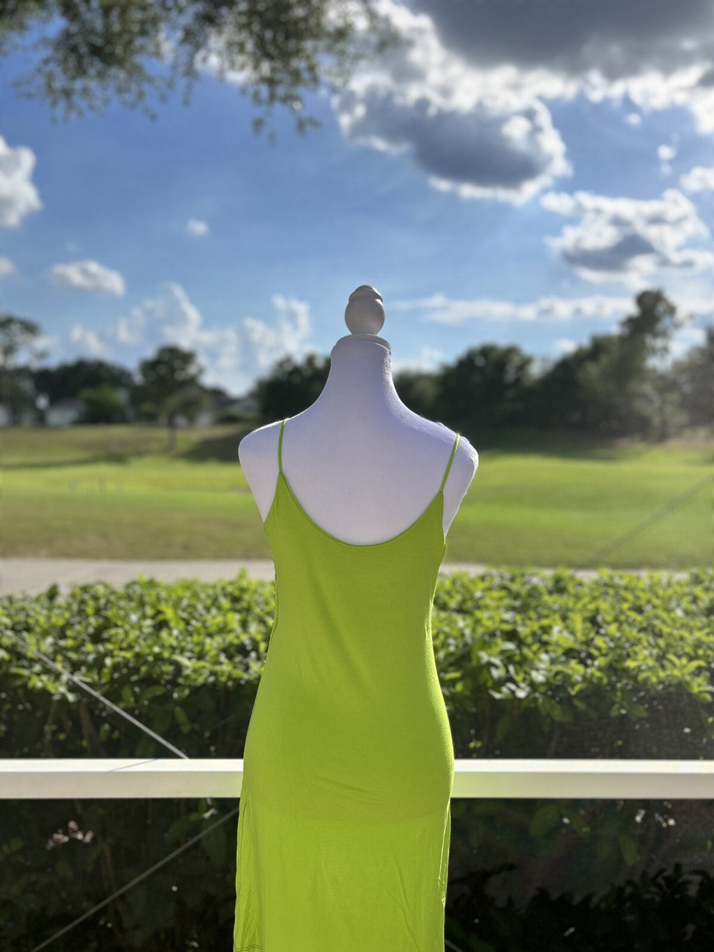 Italian Style Slip Dress 95% Viscose 5% Elastan Hard To Find Lime Green